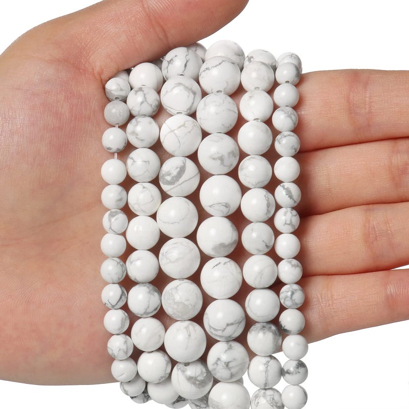 Xilitata 35pcs 10mm Natural Stone Beads White Howlite Beads Energy Crystal Power Gemstone for Jewelry Making  DIY Bracelet Necklace - Image 3